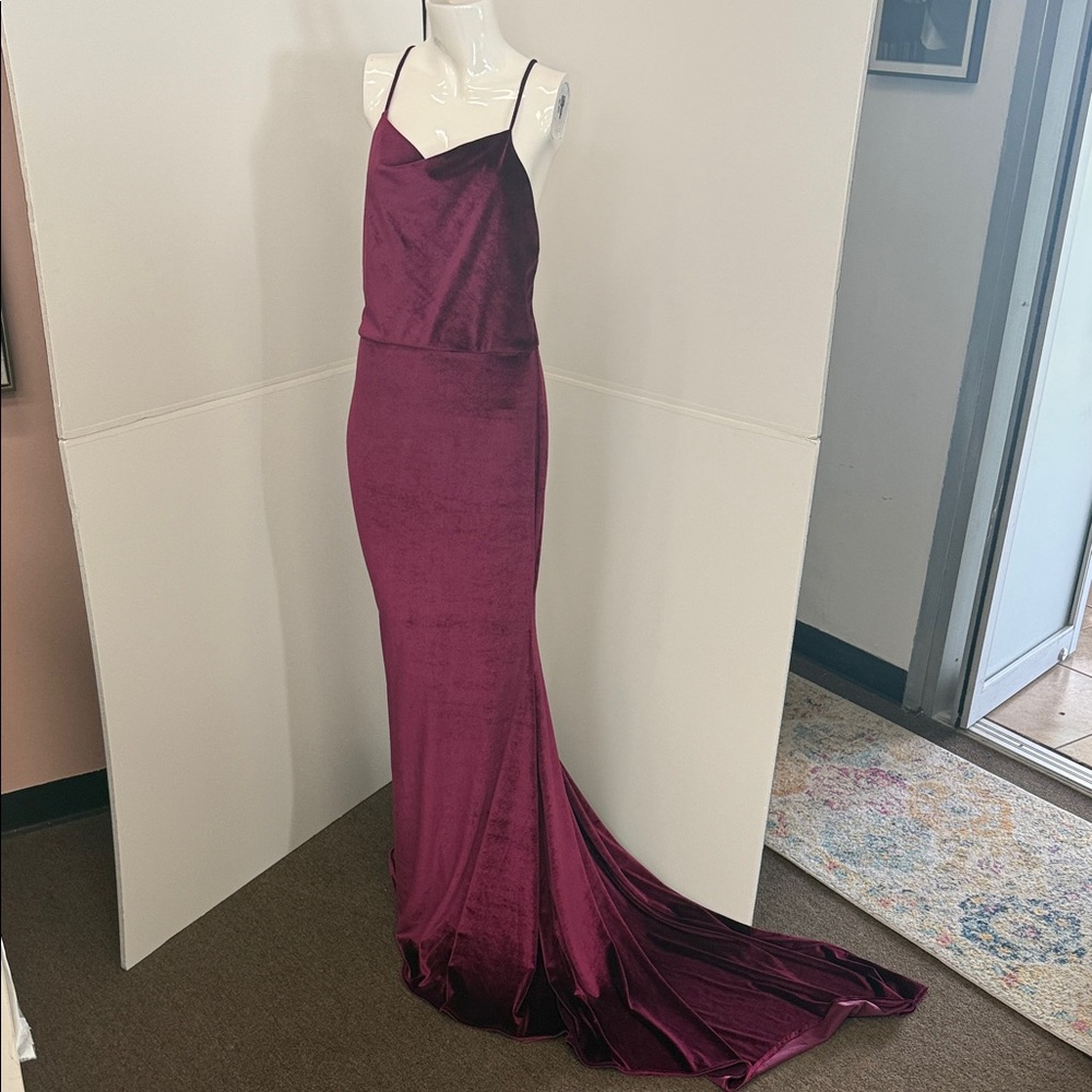 pia gladys perey Elegant Wine velvet Maxi Dress
